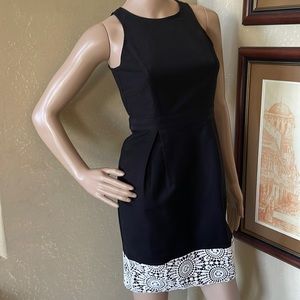 Ann Taylor Petite Womens Black Cotton Stretch Summer Fitted dress sz 00 P
